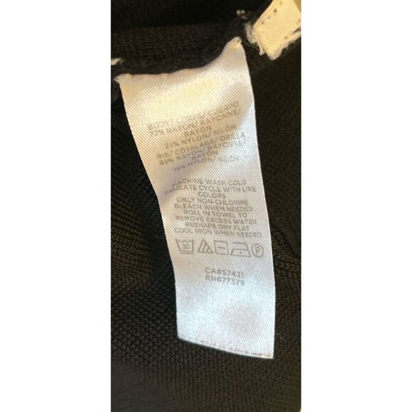 Ann Taylor 2-Tone Black Scoop Neck Long Sleeve Ruffle Hem Top Womens Size M - Picture 8 of 8